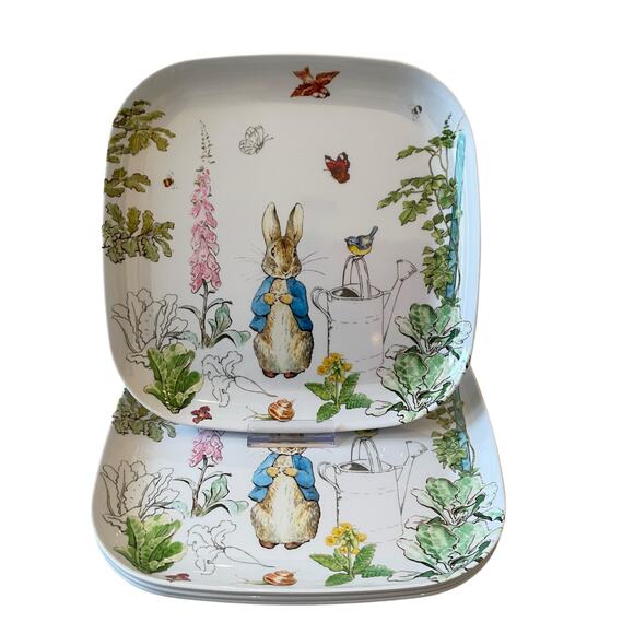 NEW Beatrix Potter Peter Rabbit Melamine Easter Dinner Plates 10" Set of 4 - Picture 12 of 14